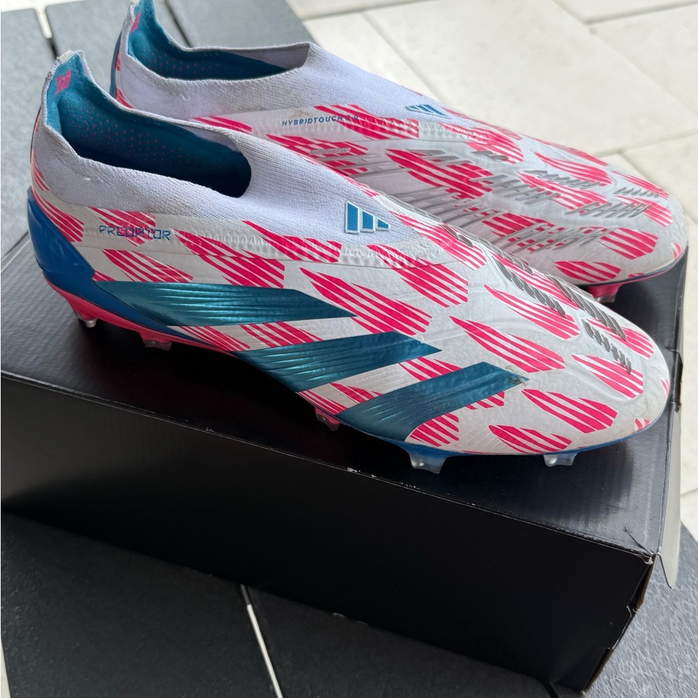 Adidas Predator Elite Laceless FG solar blue/solar pink soccer cleats Size 8 1/2 - Picture 8 of 9